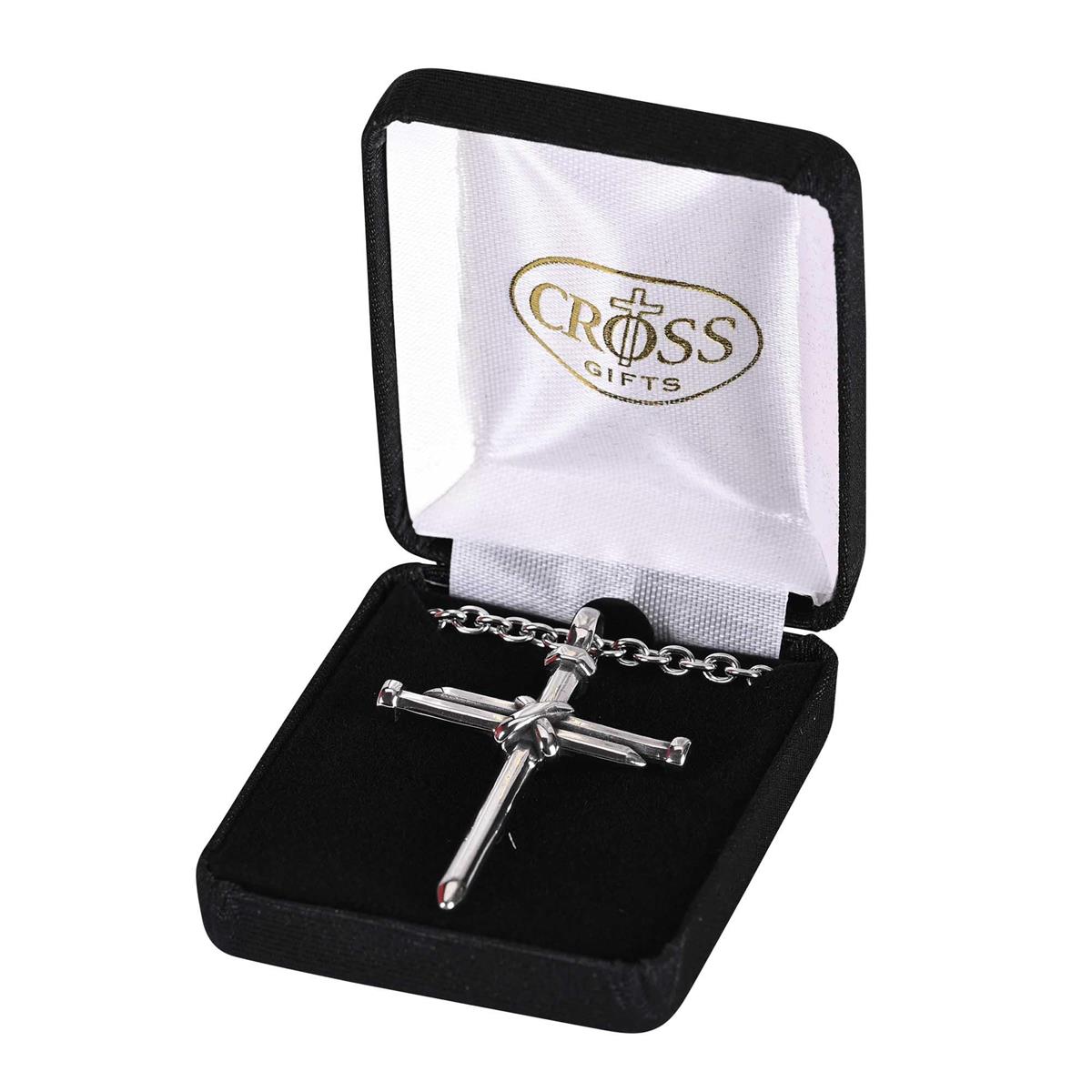 3 Nail Cross With Center Wrap, Silver Tone, 24 Inch, Stainless Steel by Dicksons, product view 2