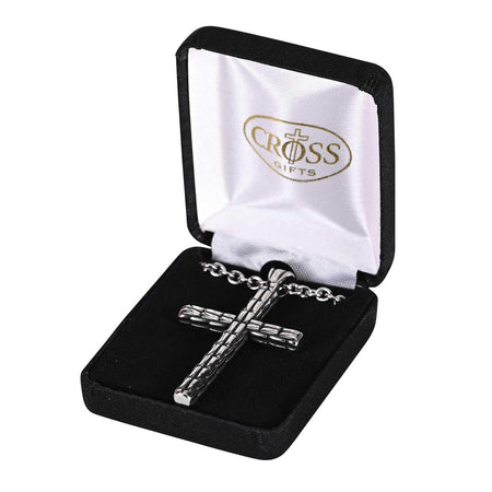 Antiqued Box Cross, Silver Tone, 24 Inch, Stainless Steel by Dicksons, product view 2
