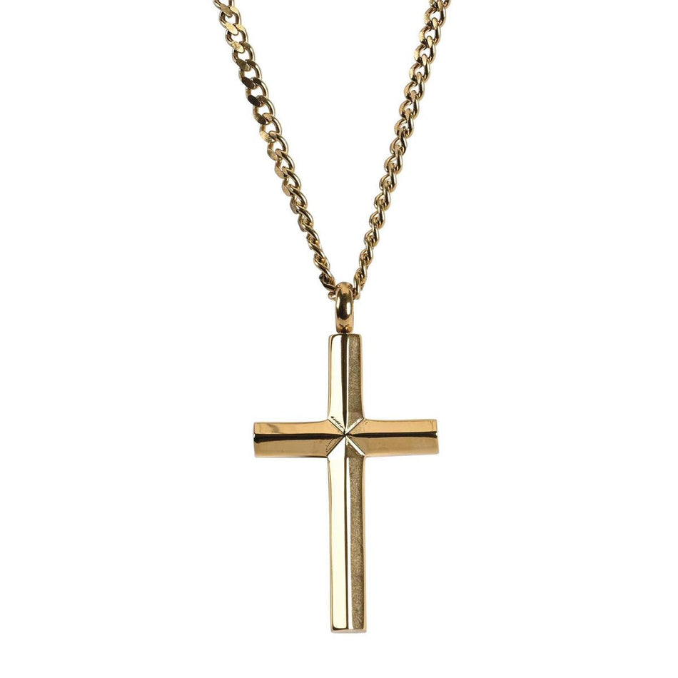 Necklace Gold Bevel Cross Justified 24L by Dicksons, product view 2