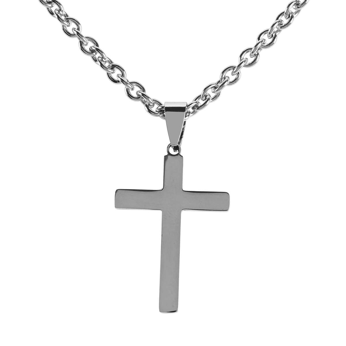 Man of God Classic Stainless Steel Cross Necklace Gift Set with 1 Chronicles by Dicksons, product view 2