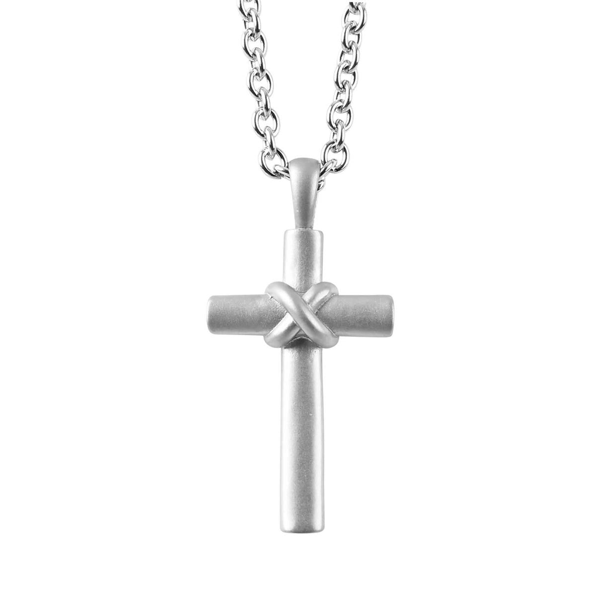Necklace Mens Steel Cross Center Wrap24H by Dicksons