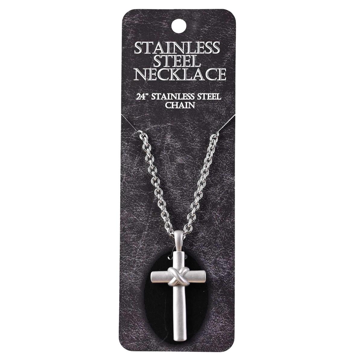 Necklace Mens Steel Cross Center Wrap24H by Dicksons, product view 2