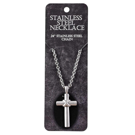 Necklace Mens Steel Cross Center Wrap24H by Dicksons, product view 2