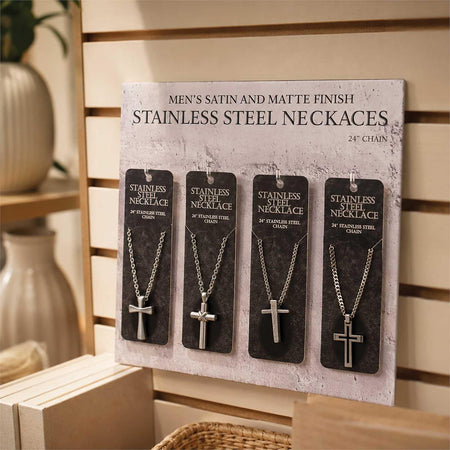 Board/Assortment Necklaces Steel Crosses by Dicksons, product view 3