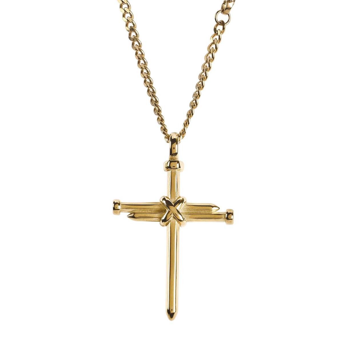 Necklace 3Nail Wrap Cross Gold Plate 24L by Dicksons, product view 2