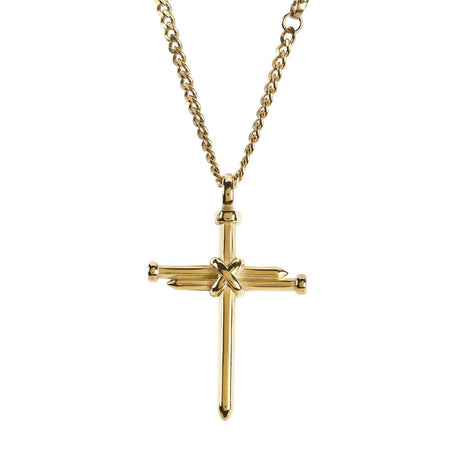 Necklace 3Nail Wrap Cross Gold Plate 24L by Dicksons, product view 2