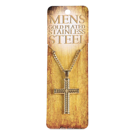 Necklace Wheat Cross Gold Plated Men 24L by Dicksons