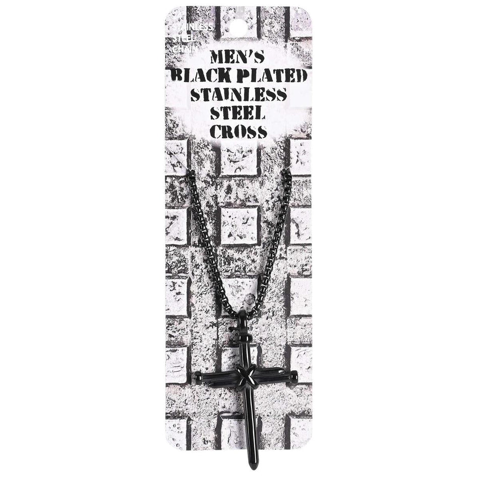 3-Nail Cross Pendant 24 inch Black Plated Stainless Steel Men's Everyday by Dicksons, product view 2