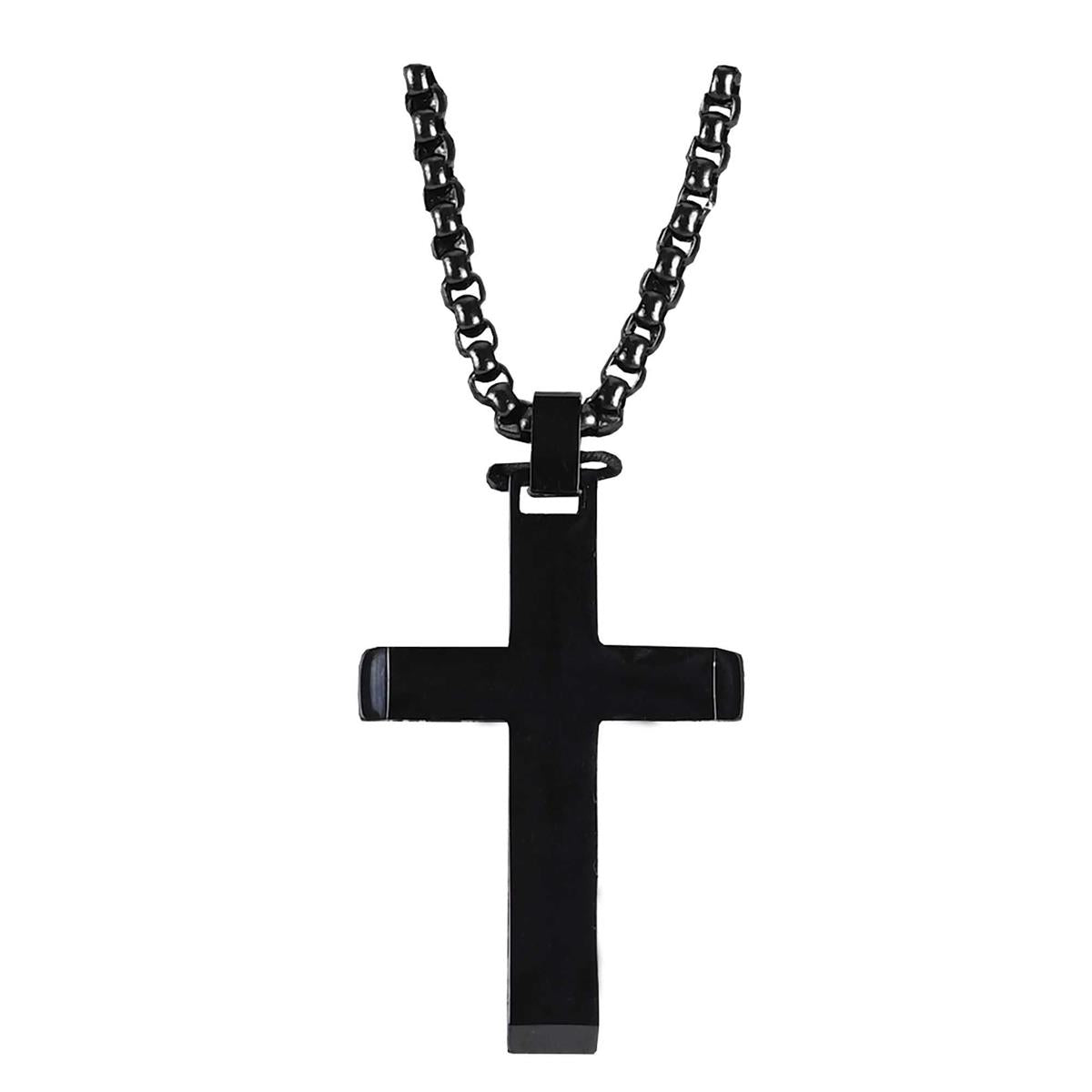 Assorted Cross Designs 24 inch Black Plated Stainless Steel Men's Pendant by Dicksons, product view 4