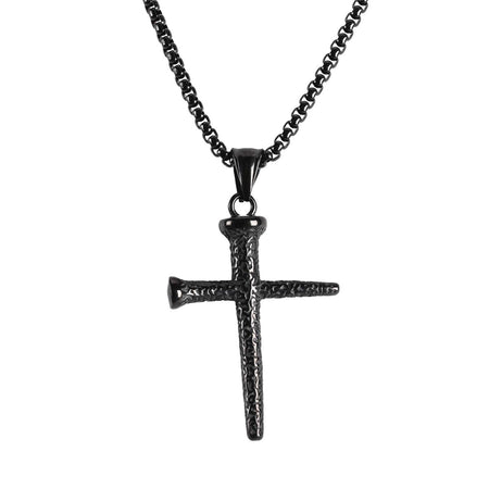 Necklace Black Plated Nail Cross by Dicksons