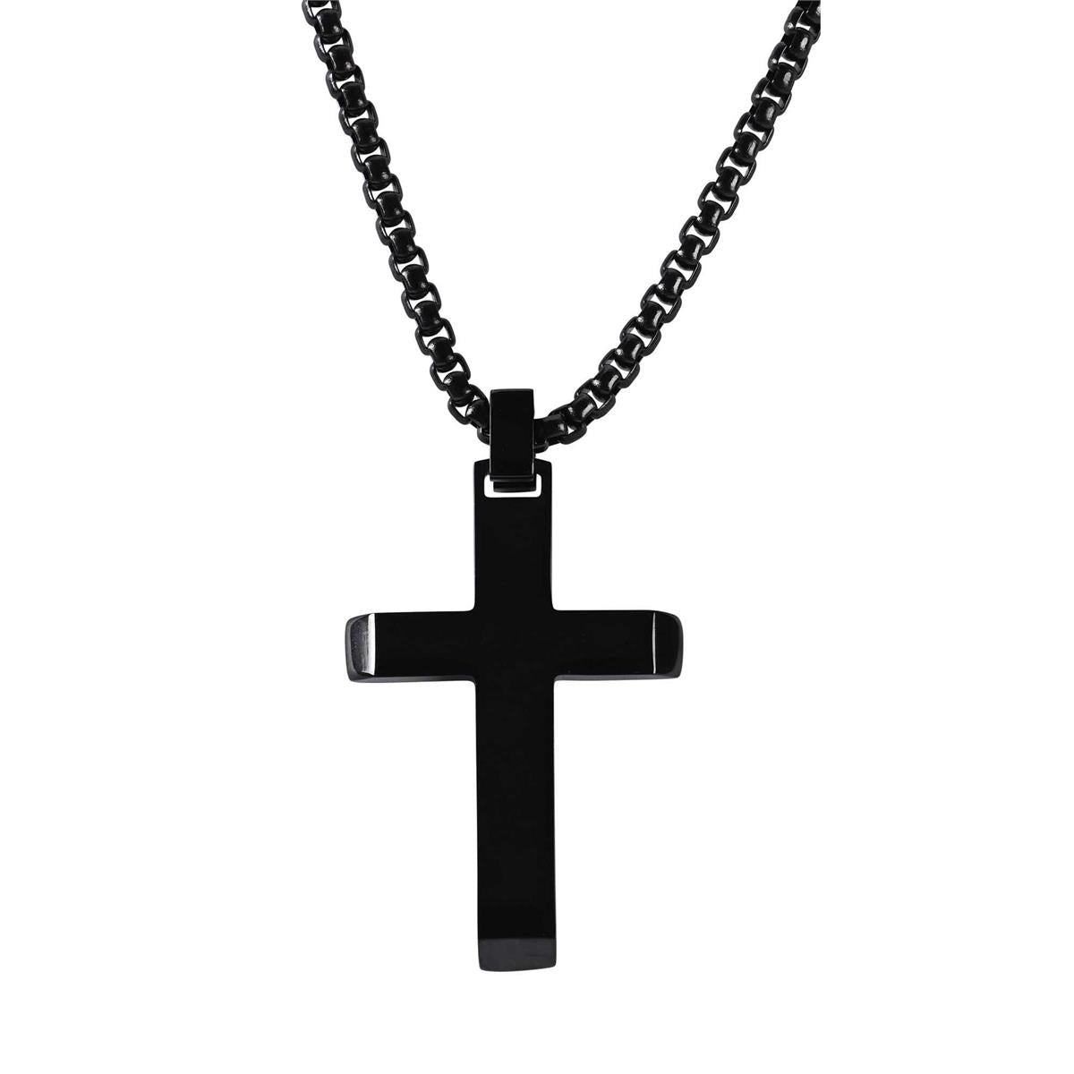 Necklace Black-Plated Cross 24L by Dicksons
