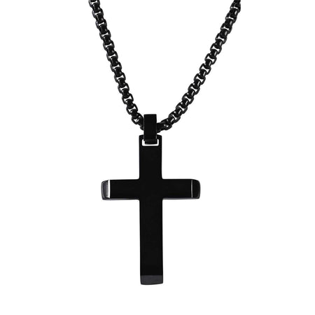 Necklace Black-Plated Cross 24L by Dicksons
