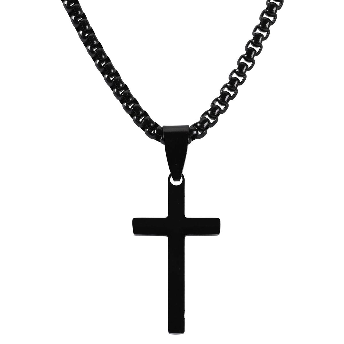 Necklace Black-Plated Slanted Cross by Dicksons