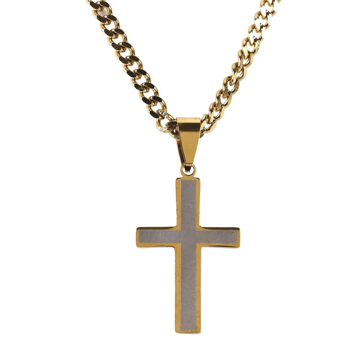 Necklace 2Tone Gold Plate Cross by Dicksons