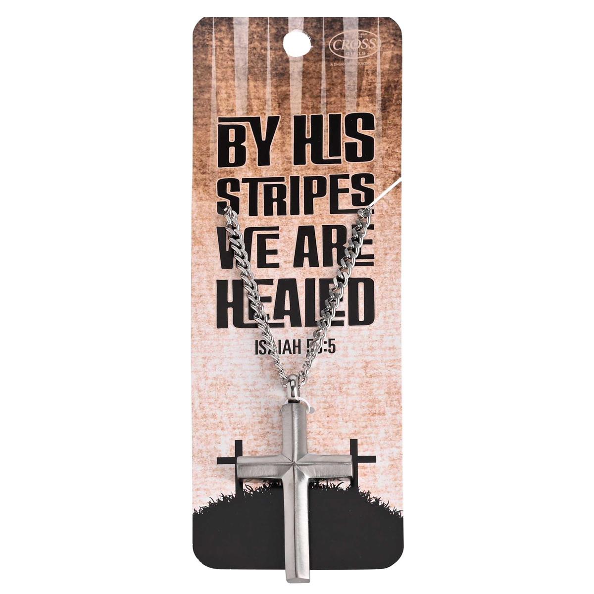 Necklace By His Stripes Matte Mens Cross by Dicksons