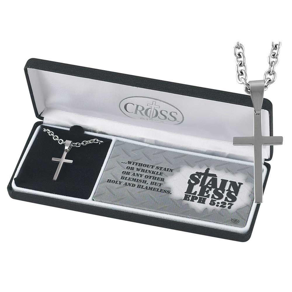 Necklace Stain-less Box Cross 24" Chain by Dicksons