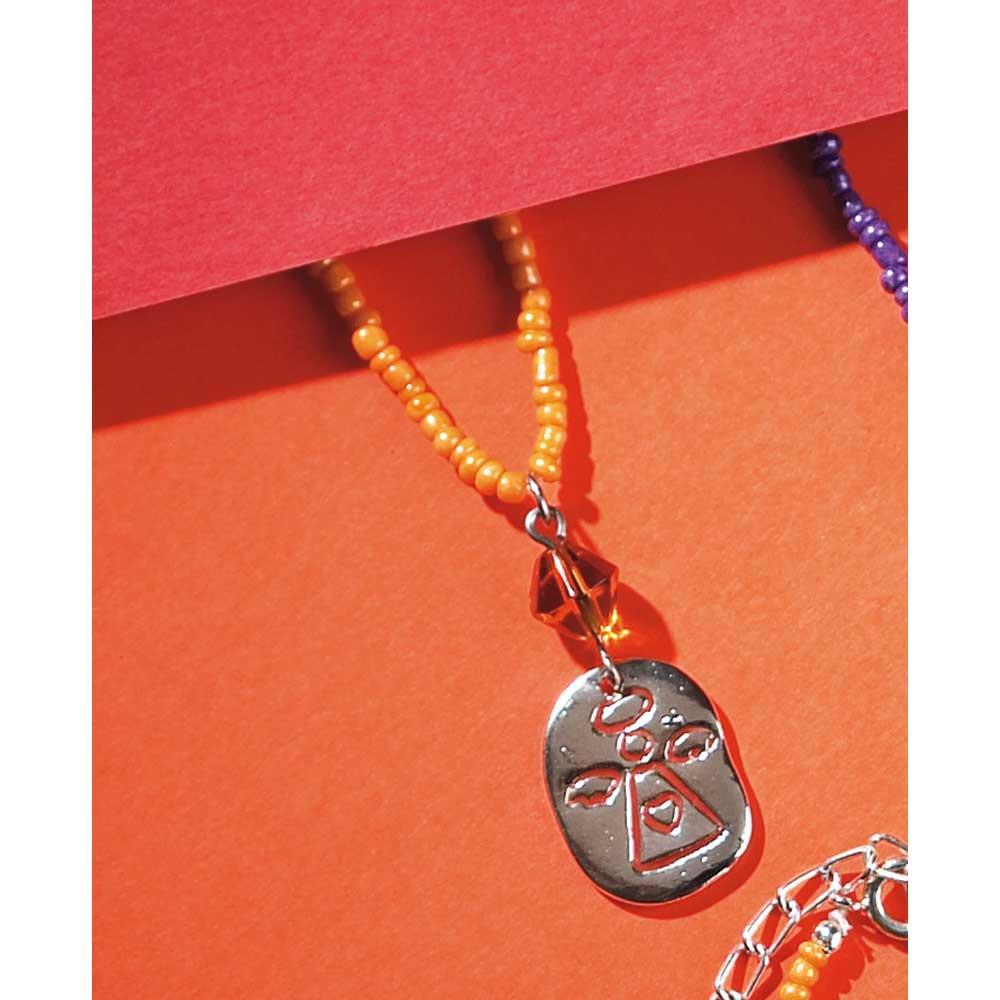 Necklace Silver Plated Angel 18"CARAMEL Seed Bd by Dicksons