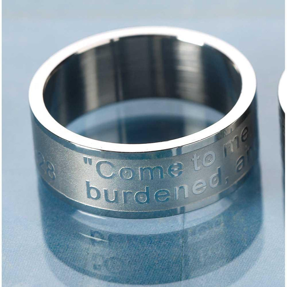 Ring matt11:28-30 Stainless Sz6 by Dicksons