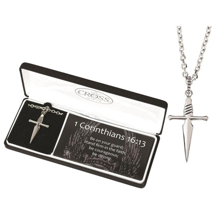 Necklace 1 Cor16:13 Sword Cross Stainless Steel 24"CH by Dicksons