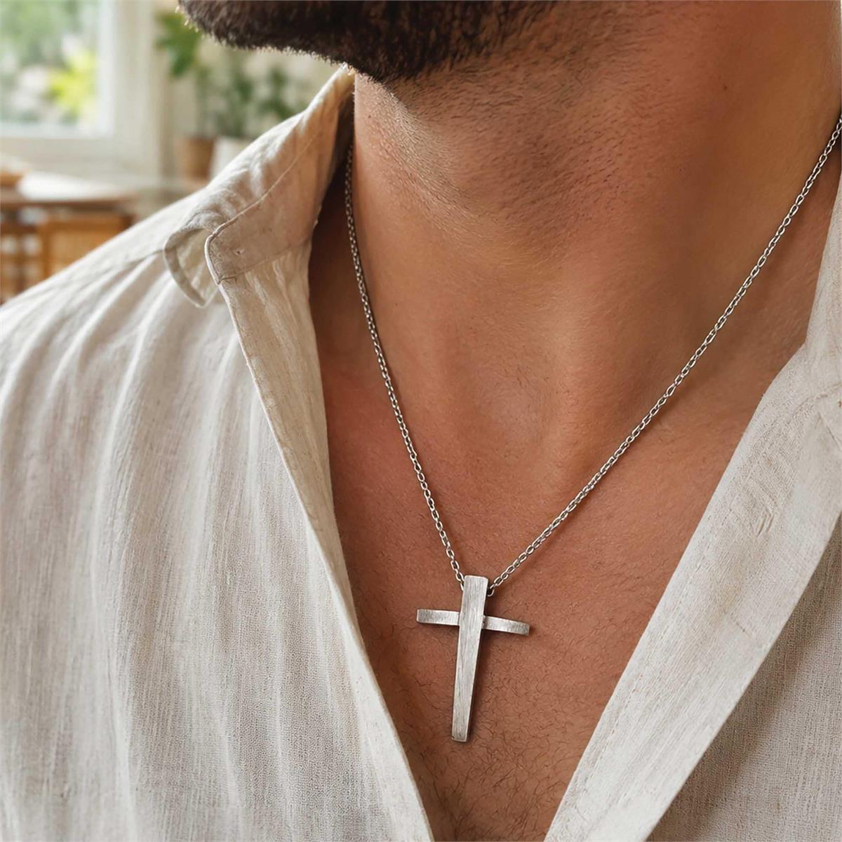 Necklace Tapered Cross Pendant 24L by Dicksons, product view 5