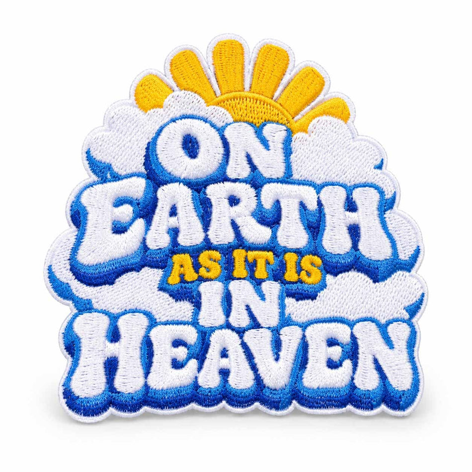 On Earth as in Heaven Embroidered Iron-On Patch - Pack of 3 by Swanson Christian Products, product view 2