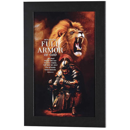 Full Armor Of God Ephesians 6:13 Dark Brown Wood and Glass Decorative Hanging by Dicksons
