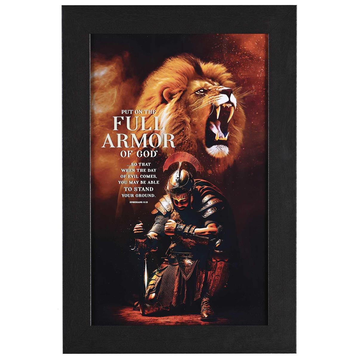 Full Armor Of God Ephesians 6:13 Dark Brown Wood and Glass Decorative Hanging by Dicksons, product view 2