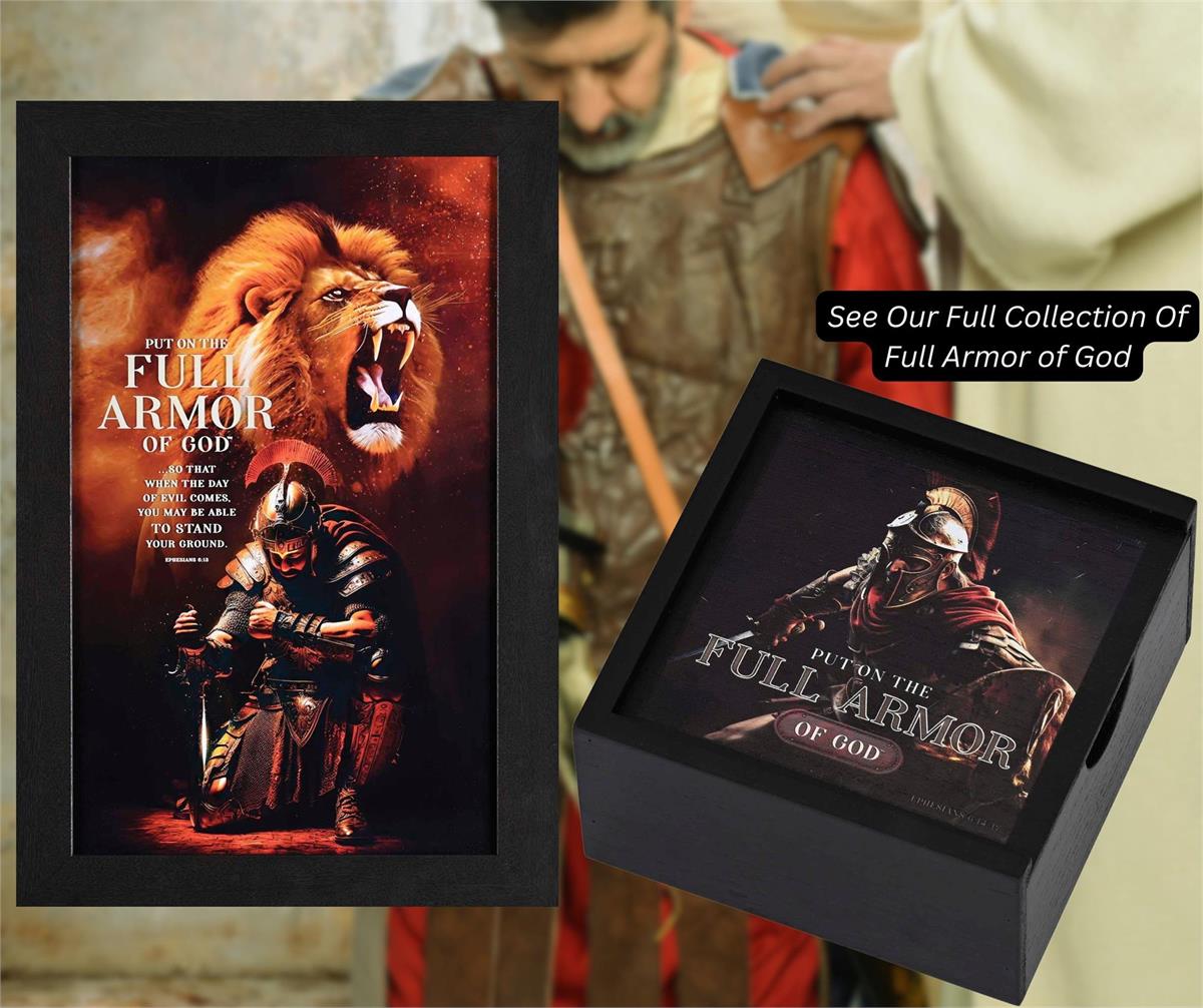 Full Armor Of God Ephesians 6:13 Dark Brown Wood and Glass Decorative Hanging by Dicksons, product view 3