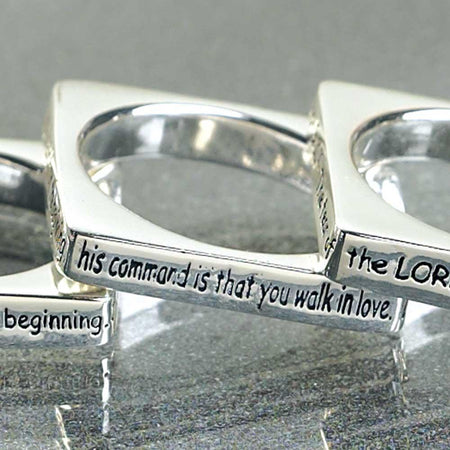 Ring Silver Plated Square 2JN1:6 Carded Size 6 by Dicksons