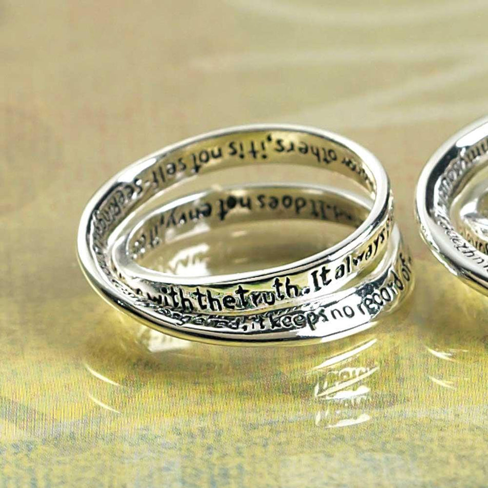 Ring 1COR 13 Double Mob Silver Plated Carded by Dicksons
