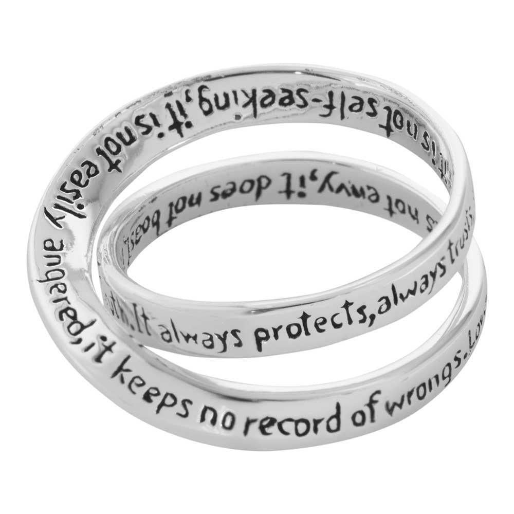 Ring Silver Plated Double Mobius 1COR 13 by Dicksons