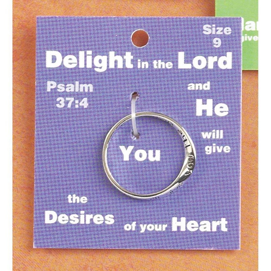 Ring Silver Plated Inspiring Ps 37:4 by Dicksons
