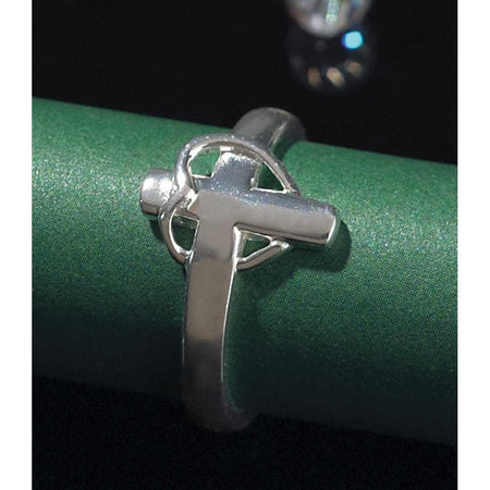 Ring Silver Plated Cross/draped Heart Size 5 by Dicksons