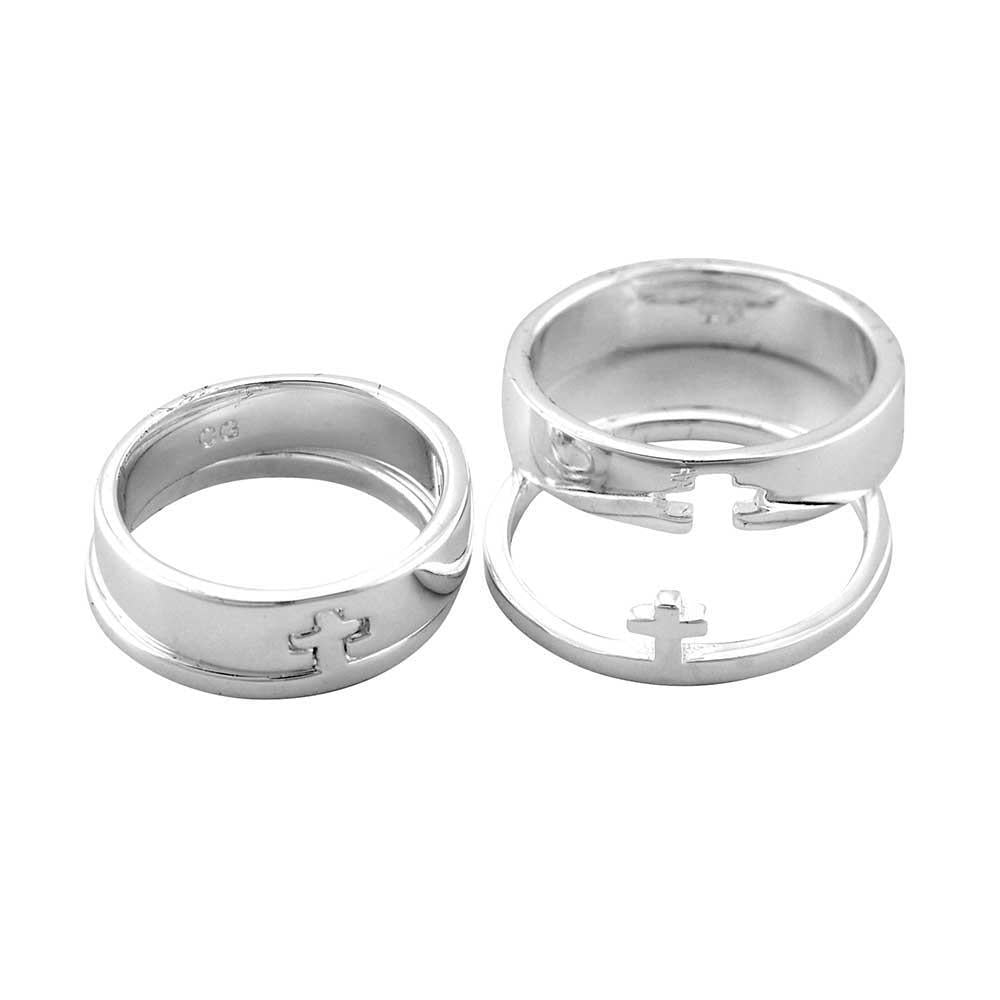 Ring Cross Puzzle Ring Silver Plated by Dicksons
