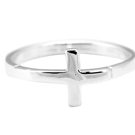 Ring Silver Plated Horizontal Cross by Dicksons