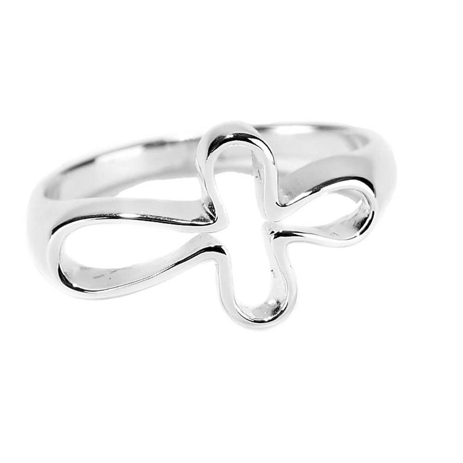 Ring Silver Plated Open Petal Cross by Dicksons