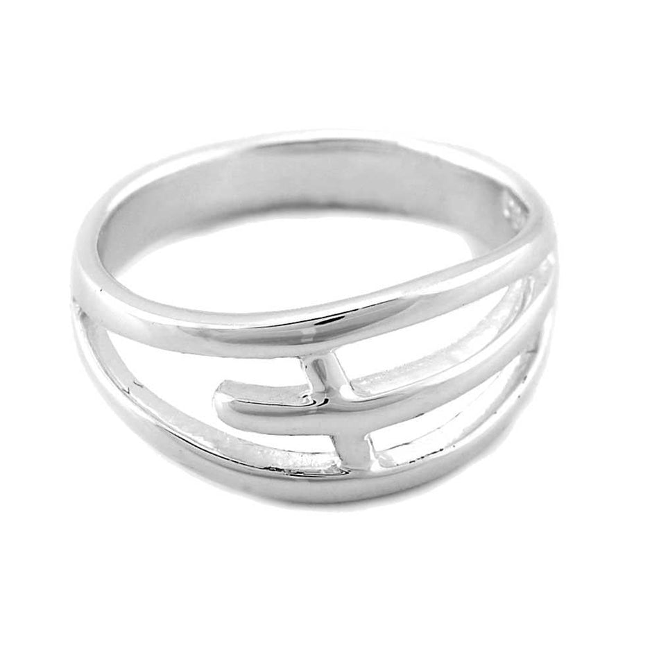 Ring Silver Plated Sideways C/o Cross by Dicksons