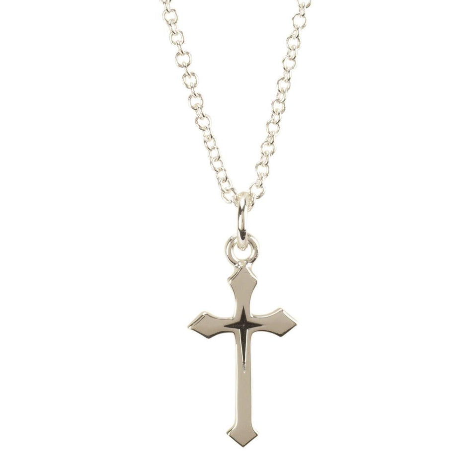 Necklace Minis Flare Cross Silver Plated 18" Ch by Dicksons