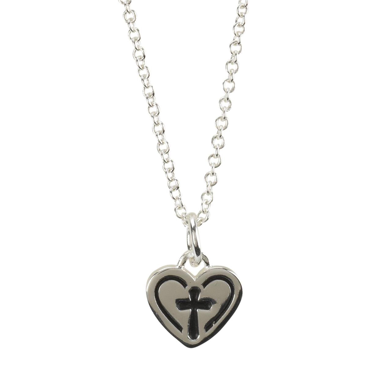 Necklace Minis Heart/Cross Silver Plated 18" Ch by Dicksons