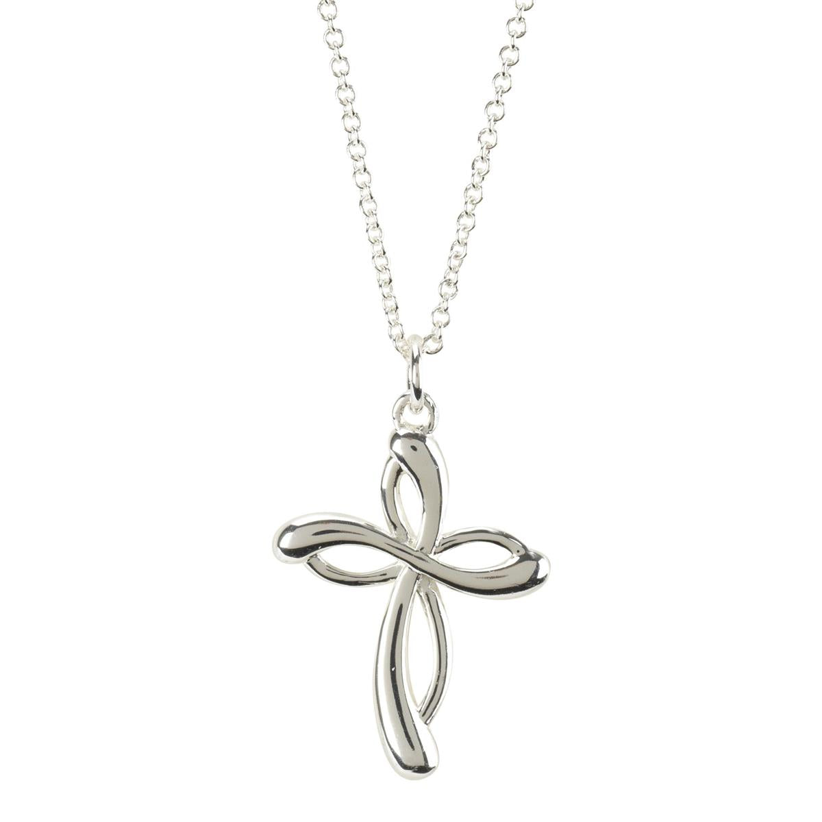 Necklace Minis Ribbon Cross Silver Plated 18" Ch by Dicksons