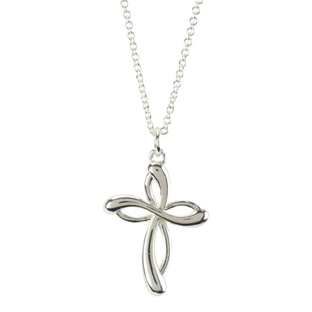 Necklace Minis Ribbon Cross Silver Plated 18" Ch by Dicksons