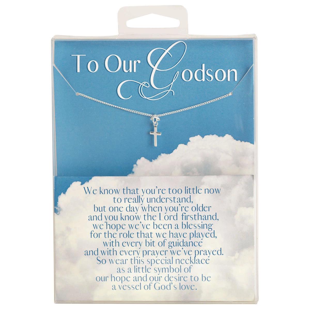 Necklace To Our Godson Box Cross PS by Dicksons