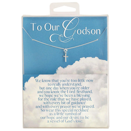 Necklace To Our Godson Box Cross PS by Dicksons