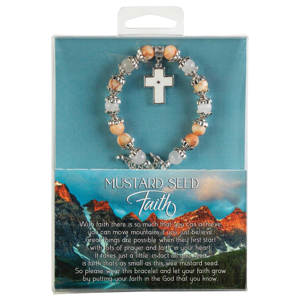 Mustard Seen Peach White Cross One Size Genuine Beaded Stone Women's Charm by Dicksons