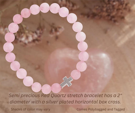 Bracelet Red Quartz Stone With Cross by Dicksons, product view 2