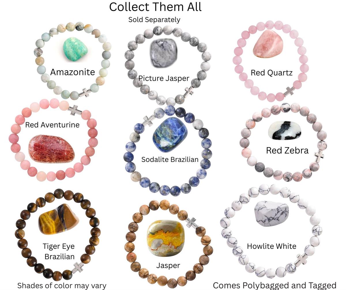Pink & Peach Natural Stone Beaded Bracelet for Women Subtle Pastel Healing by Dicksons, product view 3