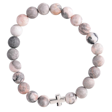 Bracelet Red Zebra Stone With Cross by Dicksons