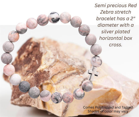 Bracelet Red Zebra Stone With Cross by Dicksons, product view 2