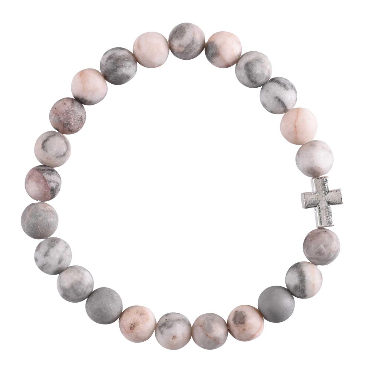 Woman Of God Cross Pink and Grey One Size Red Zebra Frost Stone Bracelet by Dicksons, product view 2