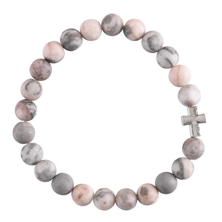 Woman Of God Cross Pink and Grey One Size Red Zebra Frost Stone Bracelet by Dicksons, product view 2
